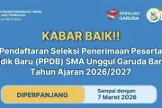 Pendaftaran SMA Unggul Garuda Baru 2026 Diperpanjang, Simak Cara Daftarnya