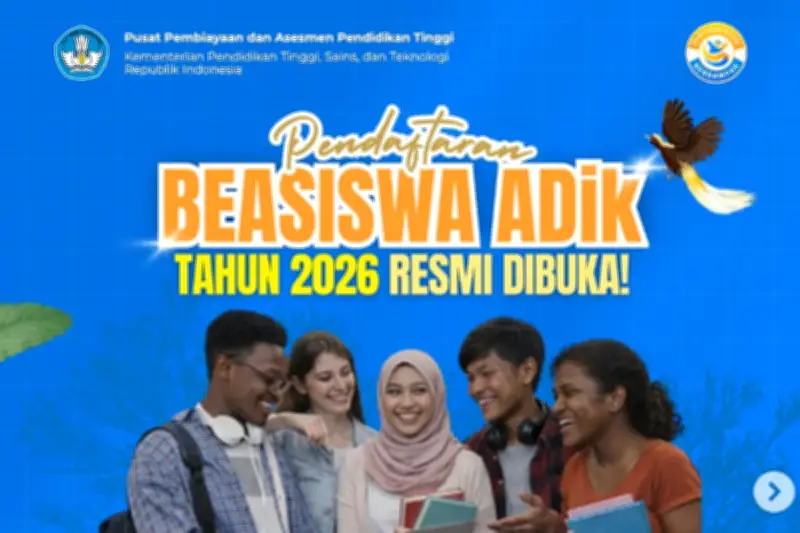Beasiswa ADIK Kemendikti 2026 Dibuka, Simak Syarat dan Cara Daftarnya