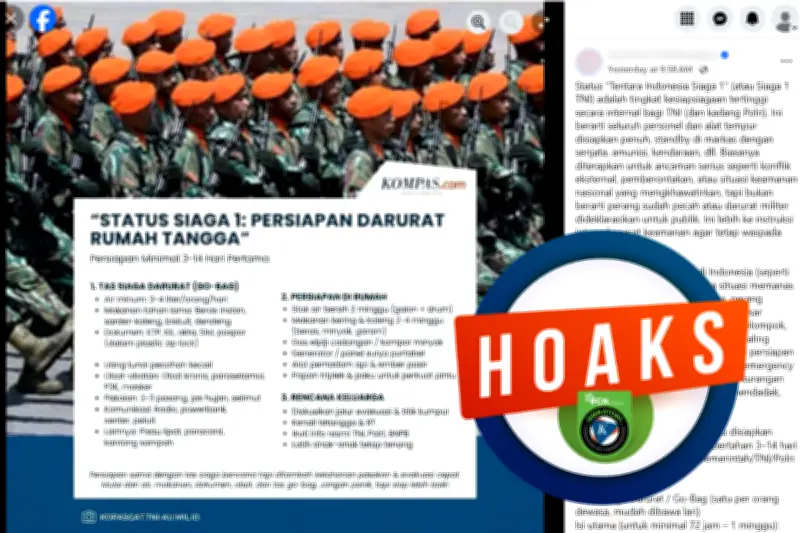 Beredar Narasi Palsu Status Siaga 1 TNI, Foto Dimanipulasi Catut Nama Kompas.com