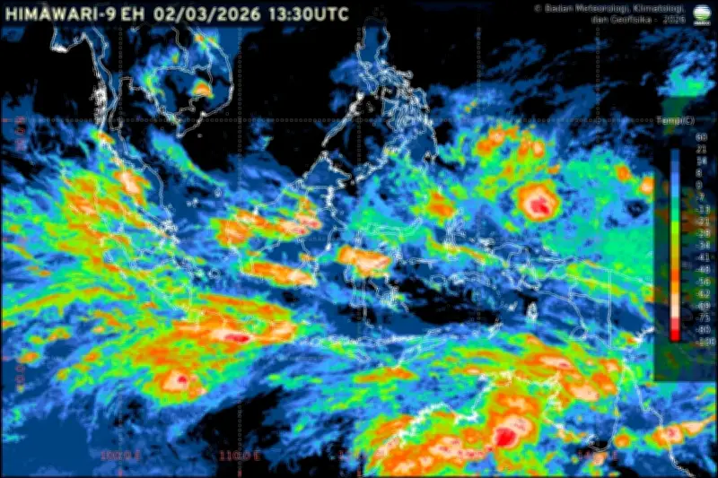 BMKG Waspadai Hujan Lebat hingga Sangat Lebat 2-8 Maret 2026 Akibat Bibit Siklon