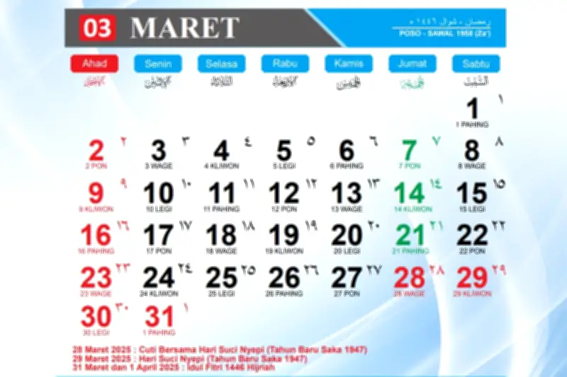 Jadwal Libur Lebaran 2026: Cuti Bersama Dimulai 20 Maret, Waktu Mudik dan Silaturahmi