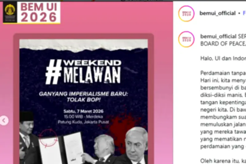 Mahasiswa UI Gelar Aksi Weekend Melawan, Desak Indonesia Keluar dari BOP