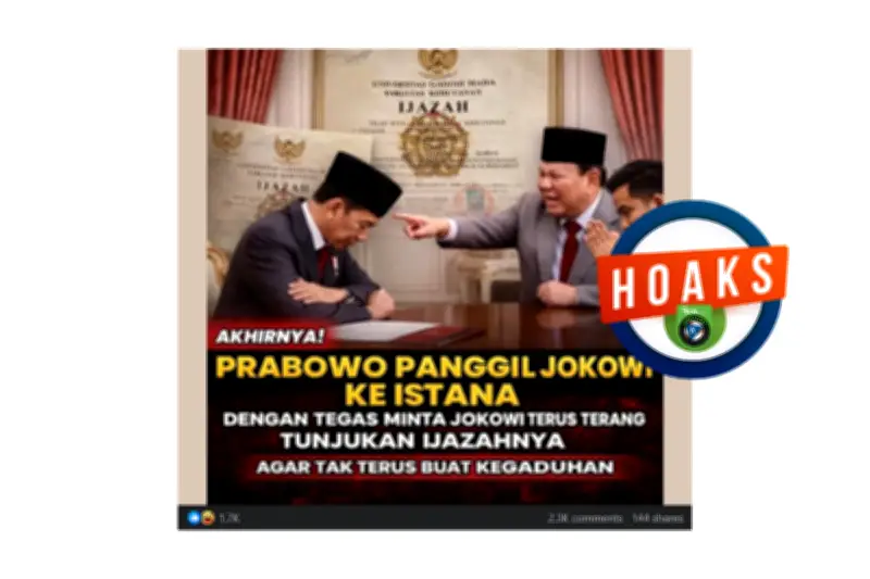 Narasi Media Sosial: Prabowo Panggil Jokowi ke Istana Soal Tudingan Ijazah Palsu