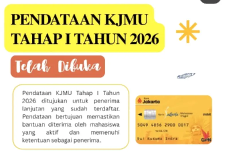 Pemprov DKI Buka Pendataan Penerima KJMU Tahap 1 Tahun 2026, Cek Syaratnya