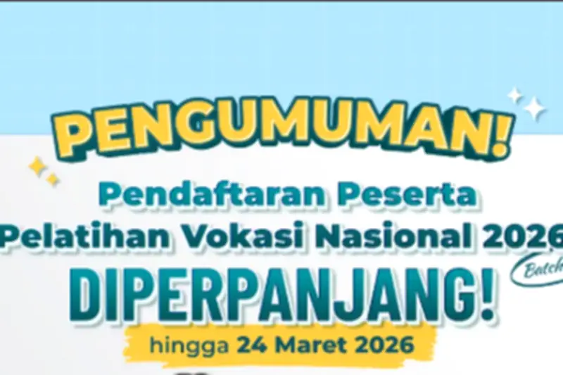 Pendaftaran Pelatihan Vokasi Nasional Dibuka hingga 24 Maret untuk Lulusan
