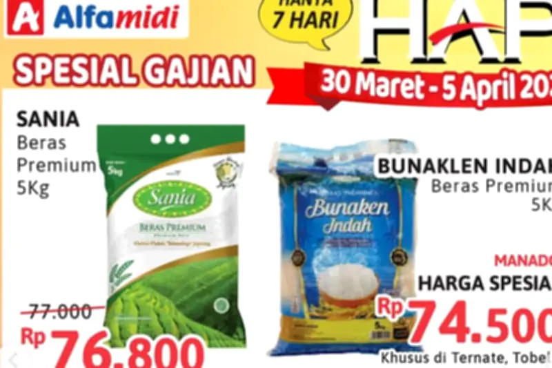 Promo Alfamidi 30 Maret 2026: Beras Premium Berbagai Merek Diskon Menarik