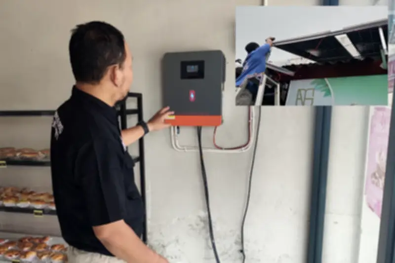 Dosen UMS Rutin Periksa Panel Surya di Toko Roti Sukoharjo Setelah Mengajar