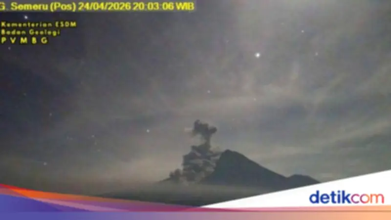 Gunung Semeru Erupsi Malam Ini, Awan Panas Luncur 4,5 Km