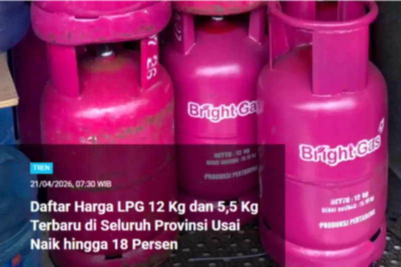 Harga LPG Naik 18 Persen Jadi Berita Terpopuler, Disusul Isu Gencatan Senjata AS-Iran
