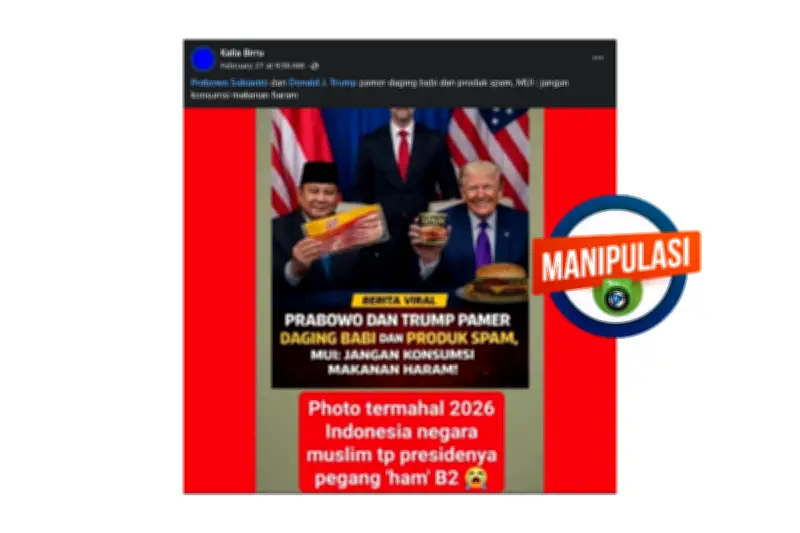 Hoaks Prabowo-TRump Pamer Daging Babi Beredar, BPJPH Beri Klarifikasi