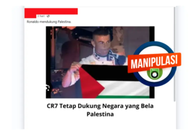 Hoaks: Ronaldo Membentangkan Bendera Palestina, Foto Ternyata Rekayasa