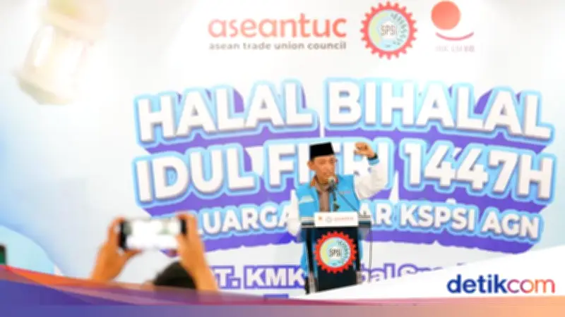 Kapolri Ajak Buruh Dukung Pemerintah Jaga Iklim Investasi di Halal Bihalal KSPSI