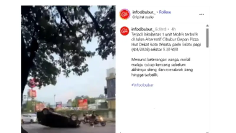 Mobil Fortuner Terbalik di Transyogi Cibubur, Diduga Akibat Microsleep Pengemudi