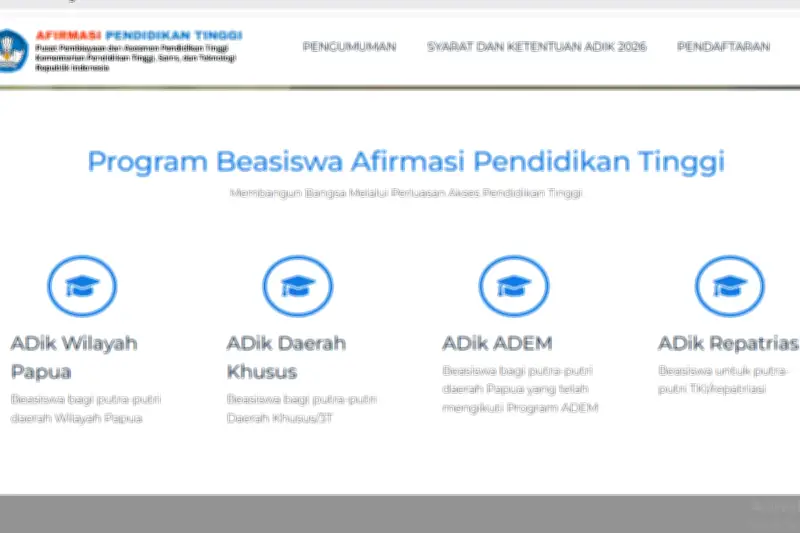 Pendaftaran Beasiswa ADIK 2026 Masih Dibuka, Cek Syarat Lengkapnya