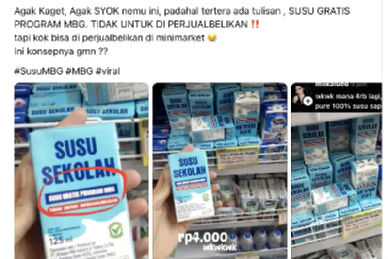 Susu Program Makan Bergizi Gratis Diduga Dijual di Minimarket, Viral di Media Sosial