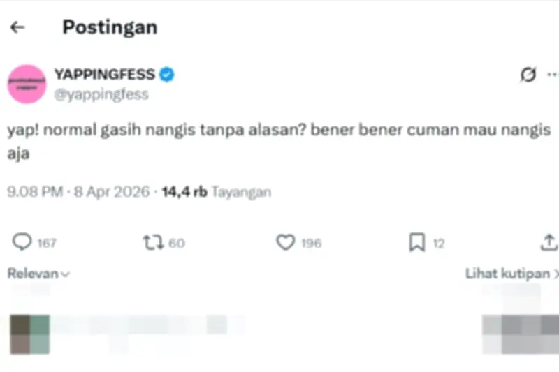 Viral di Media Sosial X: Pertanyaan 'Normal Nggak Sih Nangis Tanpa Alasan?'