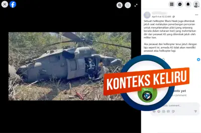 Foto Helikopter Black Hawk Jatuh Disebut di Iran, Ternyata Informasi Keliru