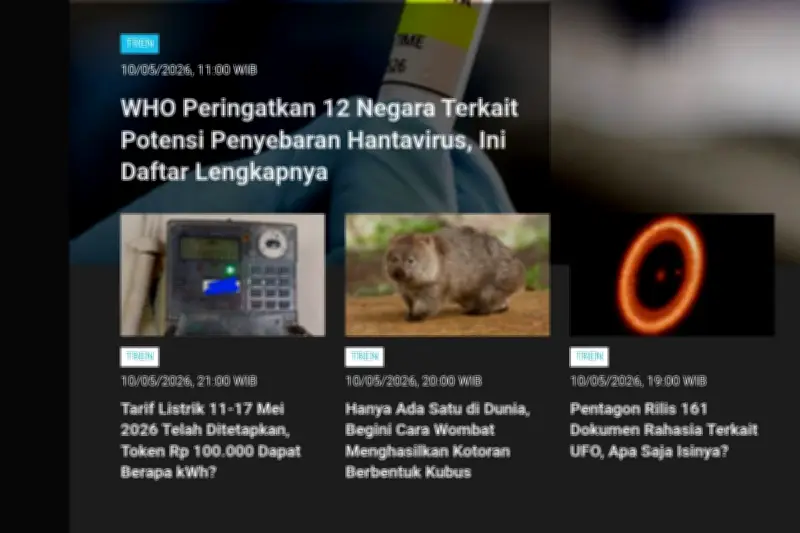 5 Berita Terpopuler Tren: WHO Peringatkan 12 Negara Soal Hantavirus