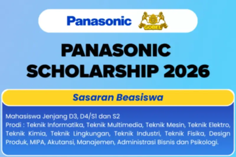 Beasiswa Panasonic Asia 2026 Dibuka untuk Mahasiswa D3 hingga S2
