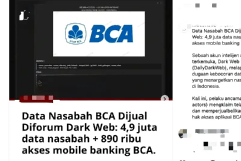 Dugaan Kebocoran Data 4,9 Juta Nasabah BCA Ramai di Medsos