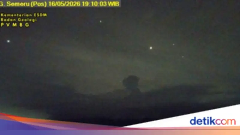 Gunung Semeru Erupsi Dua Kali Malam Ini, Disertai Awan Panas Guguran