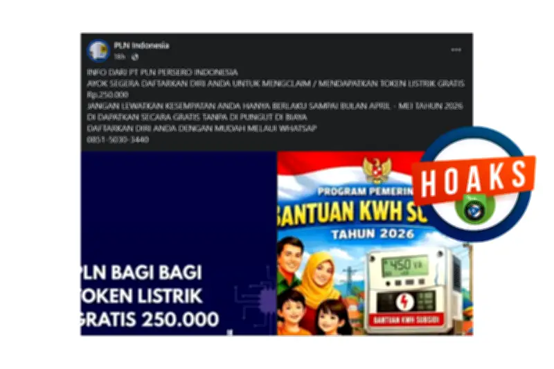 Hoaks Token Listrik Gratis Rp 250.000 dari PLN, Ini Faktanya