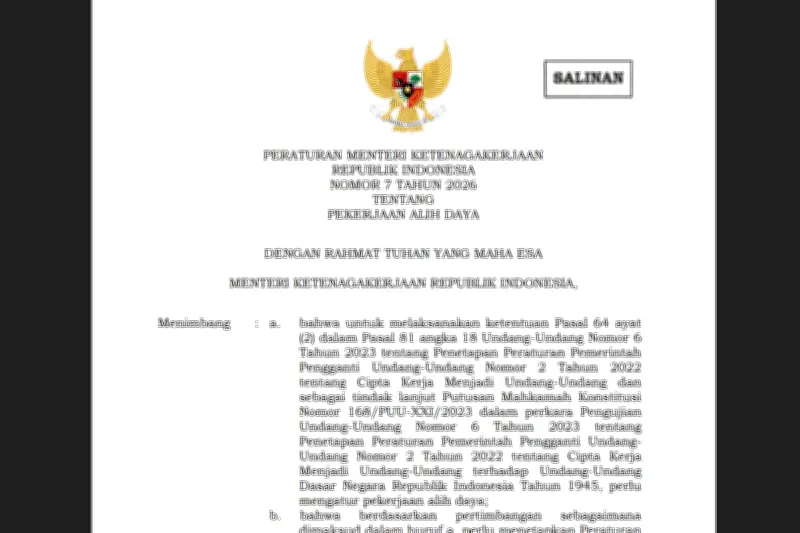 Menaker Teken Aturan Baru, Praktik Outsourcing Lebih Adil dan Jelas