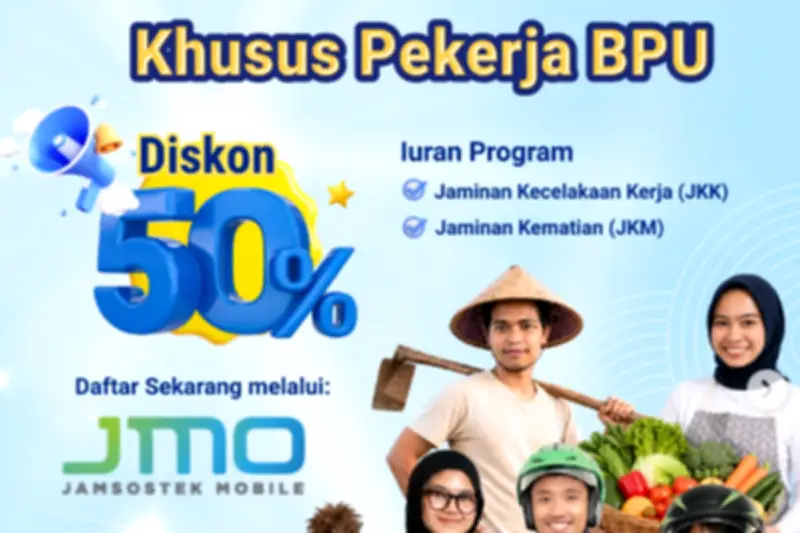 Pemerintah Beri Diskon 50% Iuran JKK dan JKM untuk Pekerja BPU