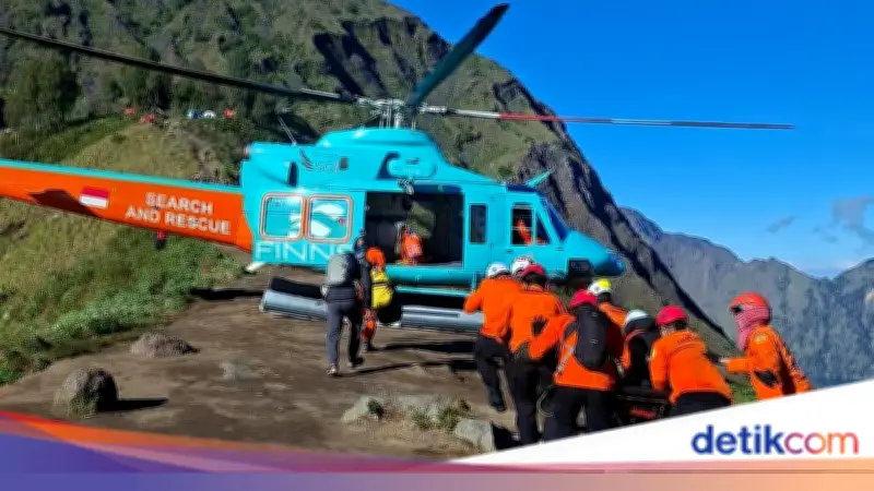 Pendaki Malaysia Cedera di Gunung Rinjani Diterbangkan ke Bali