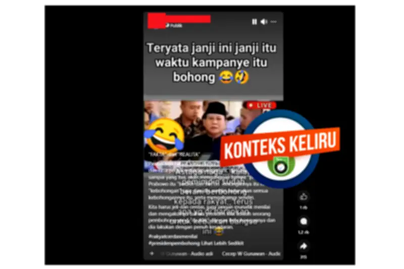 Prabowo Diklaim Akui Janji Kampanye 2024 Bohong, Ini Faktanya