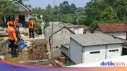 Longsor Tebing Penahan Tanah di Cimande Bogor Akibat Hujan Deras