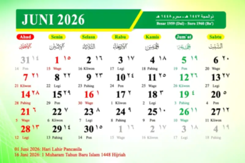 Jadwal Libur Nasional Juni 2026: Tanggal Merah dan Cuti Bersama