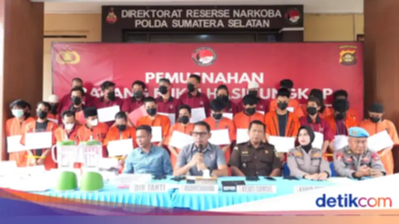 Polda Sumsel Musnahkan Narkoba Rp2,2 Miliar, Selamatkan 34 Ribu Jiwa