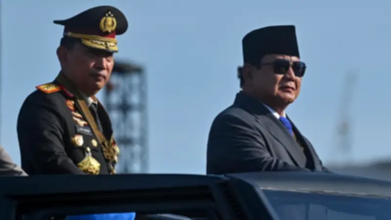 Prabowo Jadi Inspektur Upacara HUT Bhayangkara ke-80 di Cikeas