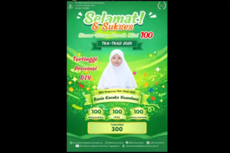 Siswi SD di Yogyakarta Raih Nilai Sempurna TKA 300