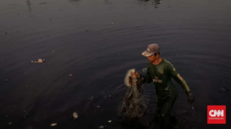 Sungai Ciujung Serang Diduga Tercemar, Air Hitam dan Bau Menyengat