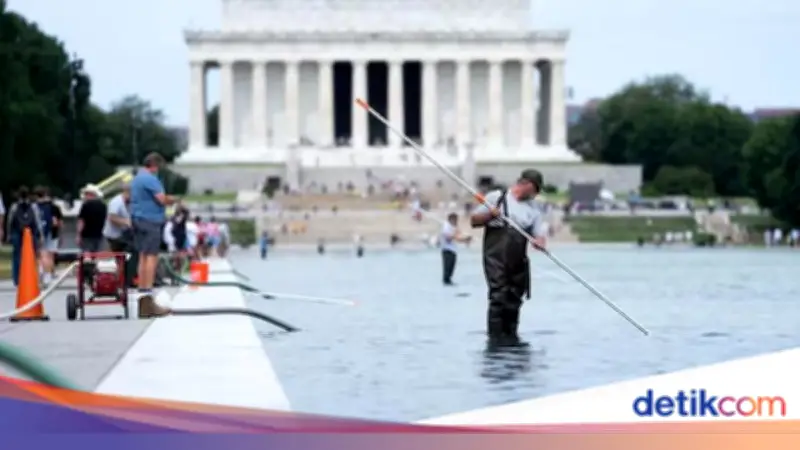 Trump Murka Kolam Refleksi Monumen Lincoln Dirusak, Air Dikuras
