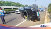 Gagal Nyalip, Jip Listrik Chery Terguling di Tol Soetta
