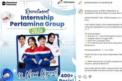 Lowongan Magang Pertamina 2026 Dibuka, 400+ Posisi Tersedia