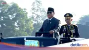 Naik Maung, Prabowo Didampingi Kapolri Cek Pasukan Hari Bhayangkara ke-80
