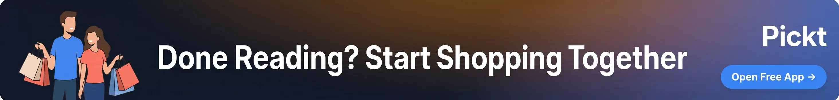 Banner setelah artikel Pickt — aplikasi daftar belanja kolaboratif dengan ilustrasi keluarga